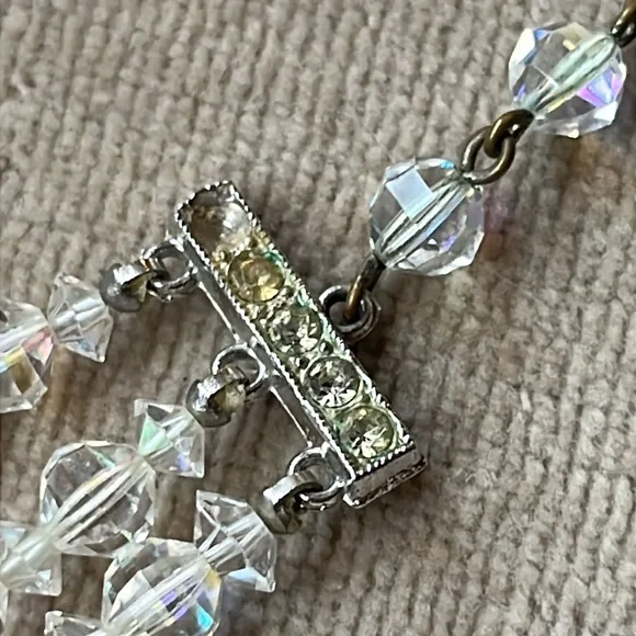 Vintage Laguna Set Necklace Bracelet Clip Earrings Aurora Borealis 1950s Parure - Picture 7 of 16